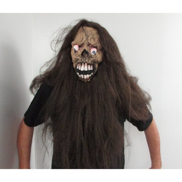 Scary Caveman Zombie Long Haired Halloween Mask - Picture 5 of 6